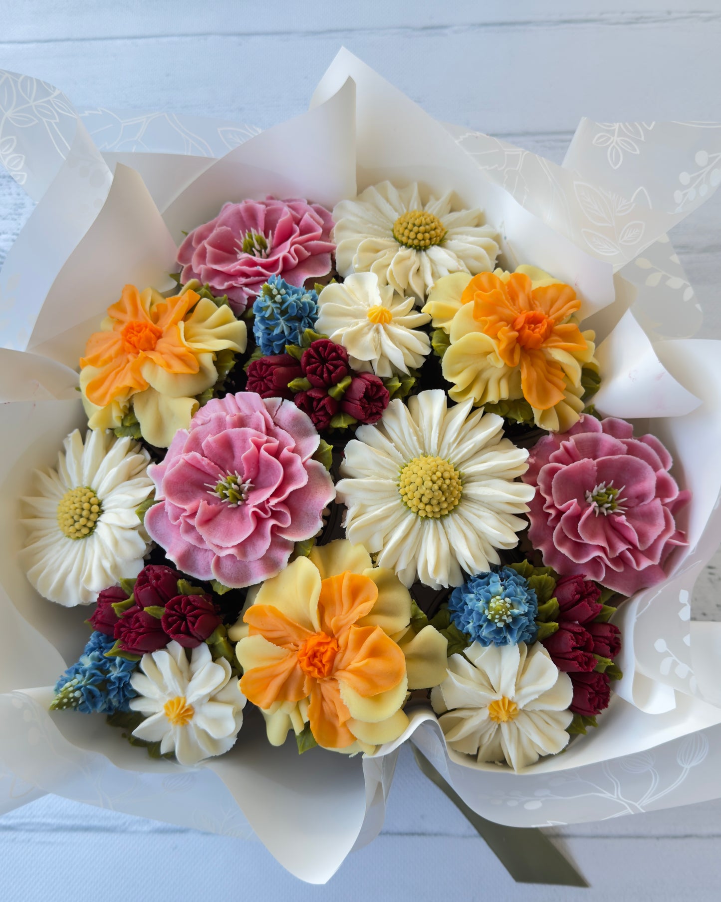 Bouquet of floral buttercream cupcakes