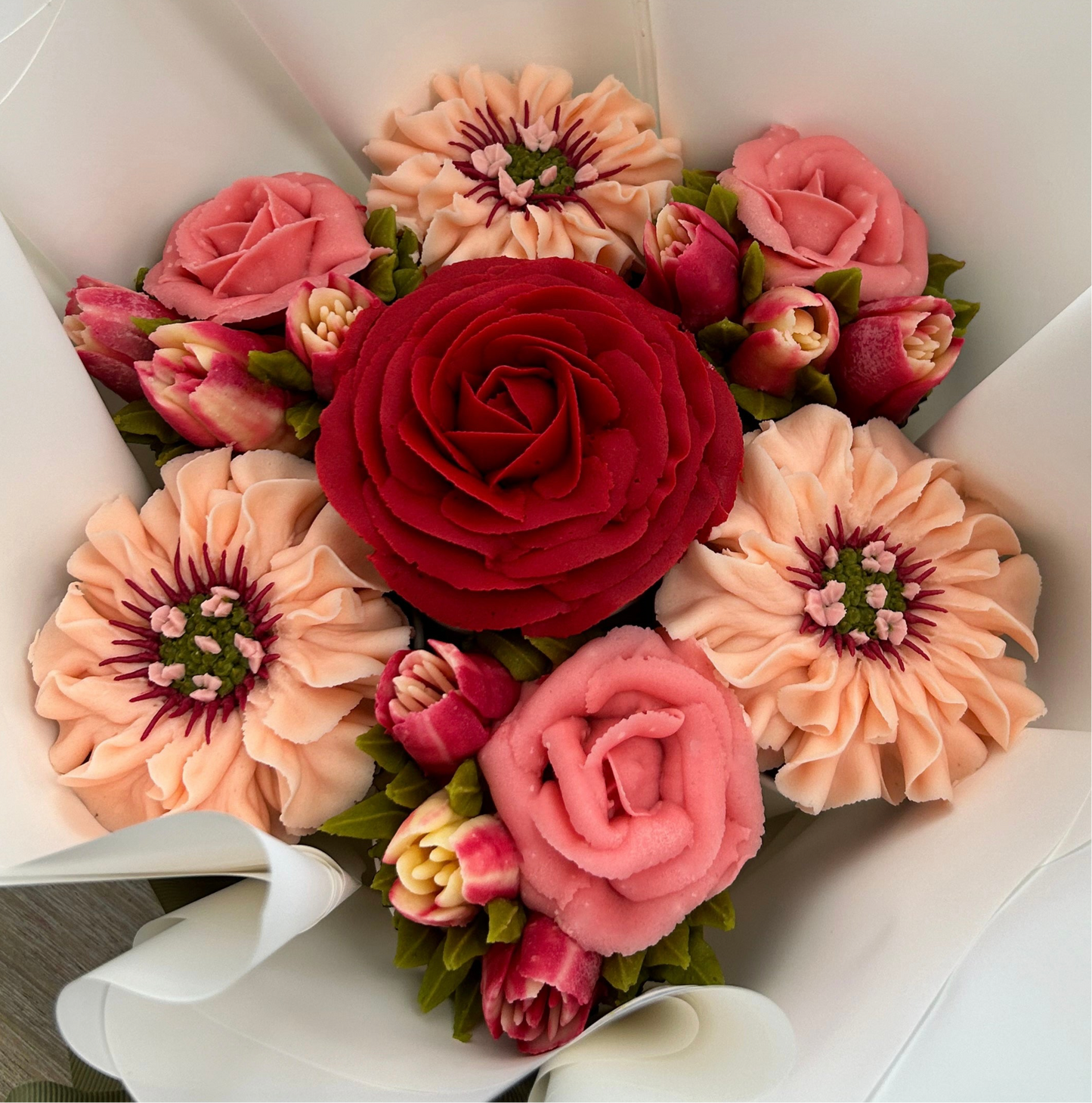 Bouquet of floral buttercream cupcakes