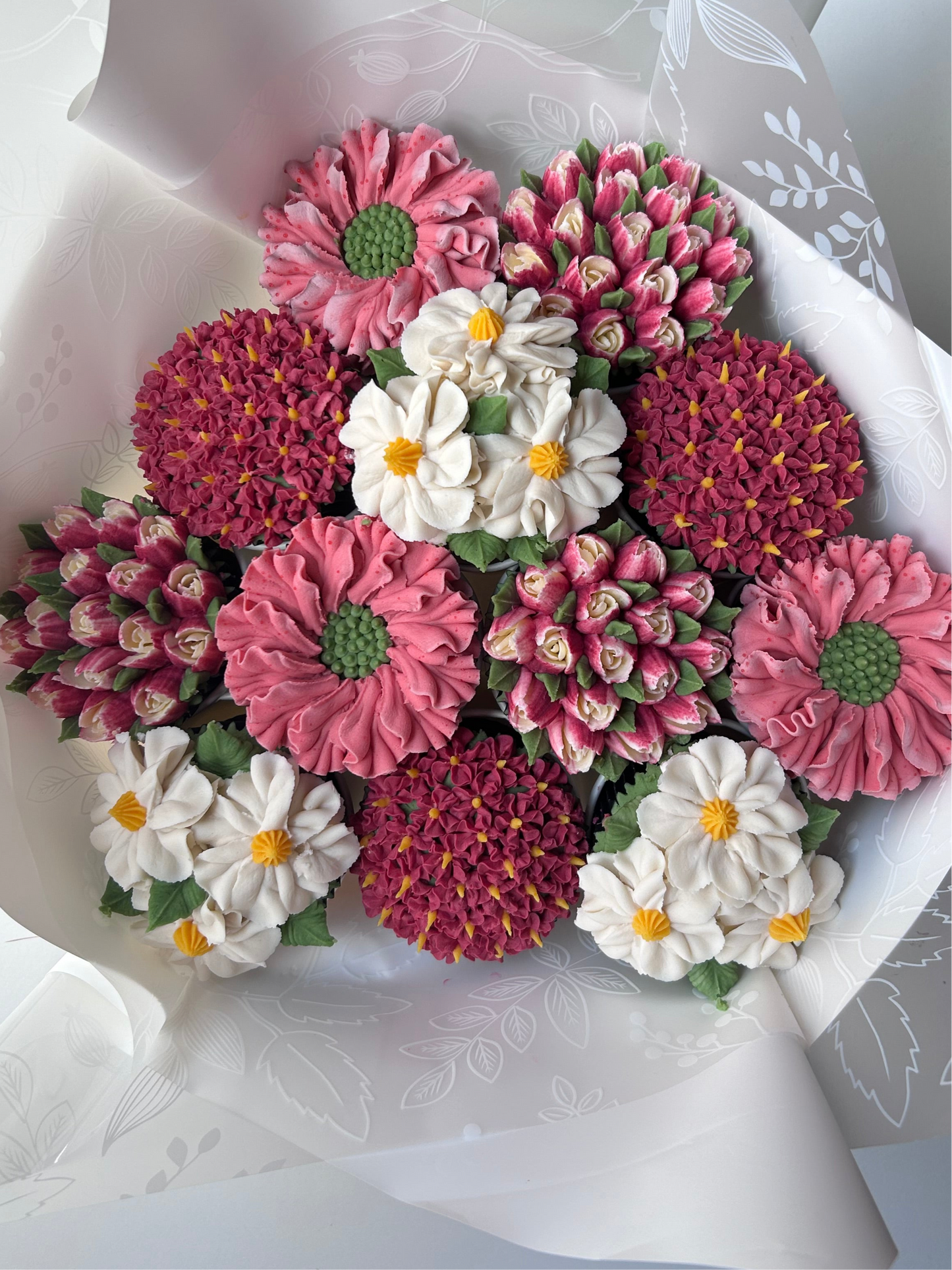 Bouquet of floral buttercream cupcakes