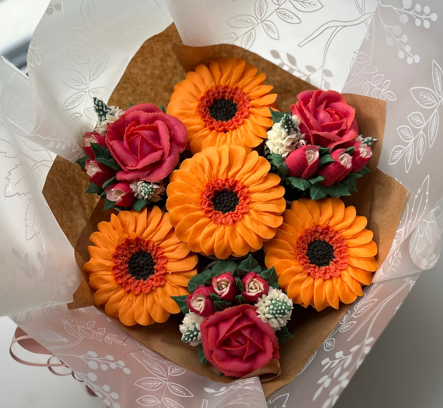 Bouquet of floral buttercream cupcakes