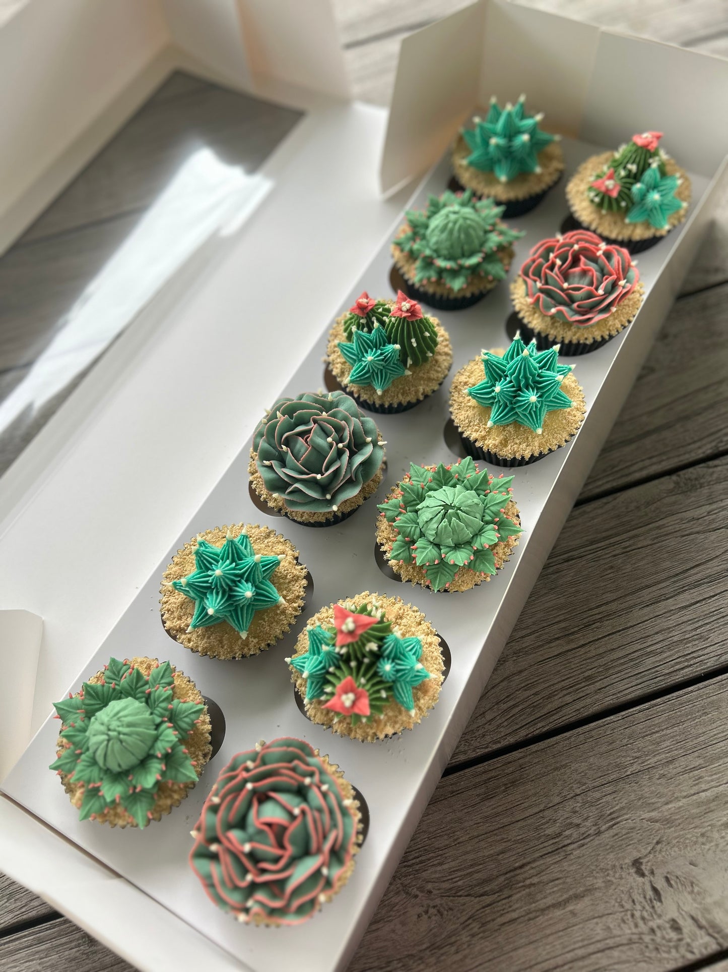 Cactus and succulent buttercream cupcakes