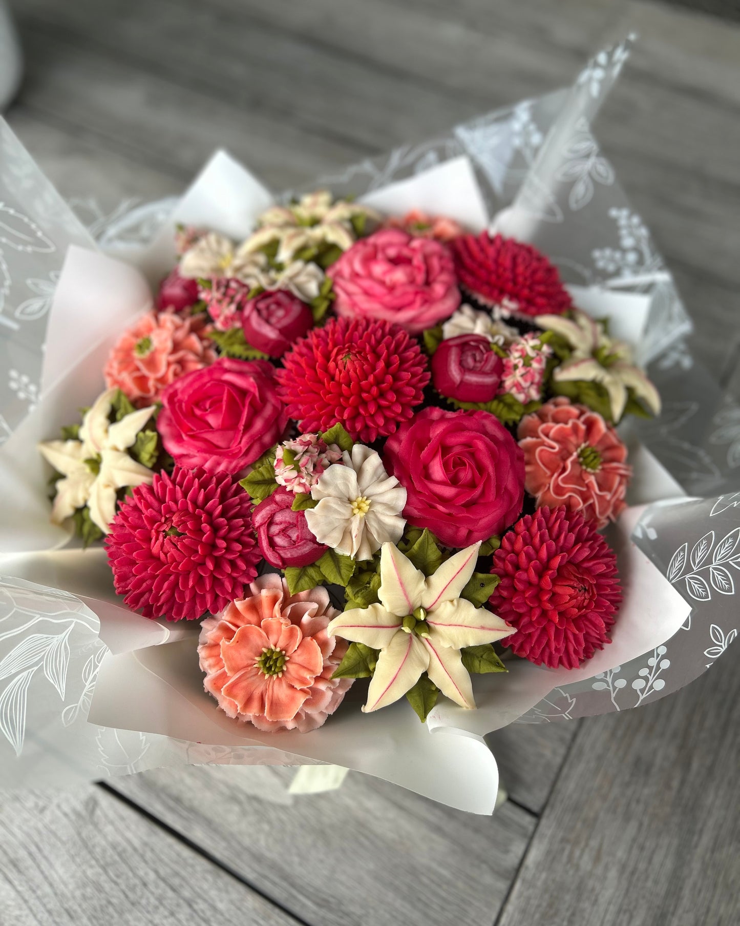 Bouquet of floral buttercream cupcakes