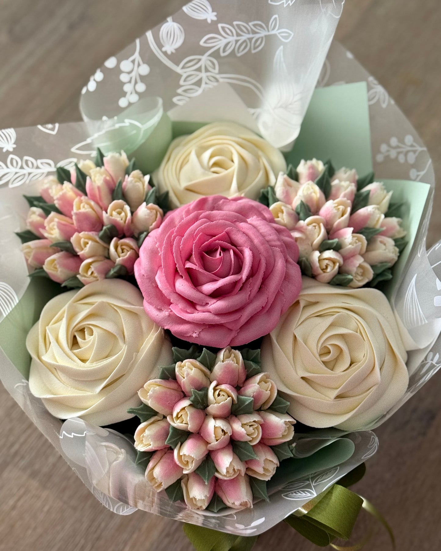 Bouquet of floral buttercream cupcakes