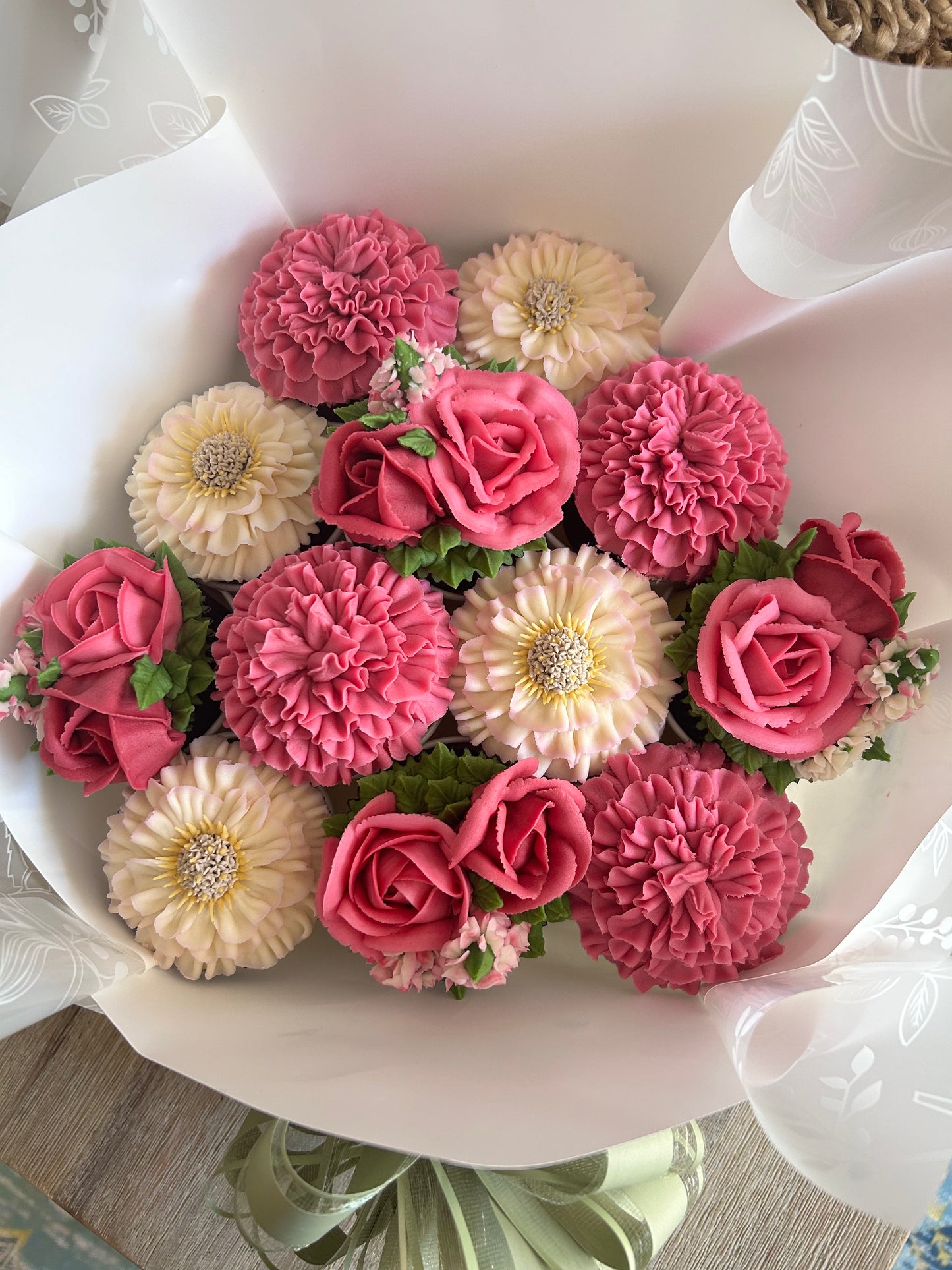 Bouquet of floral buttercream cupcakes