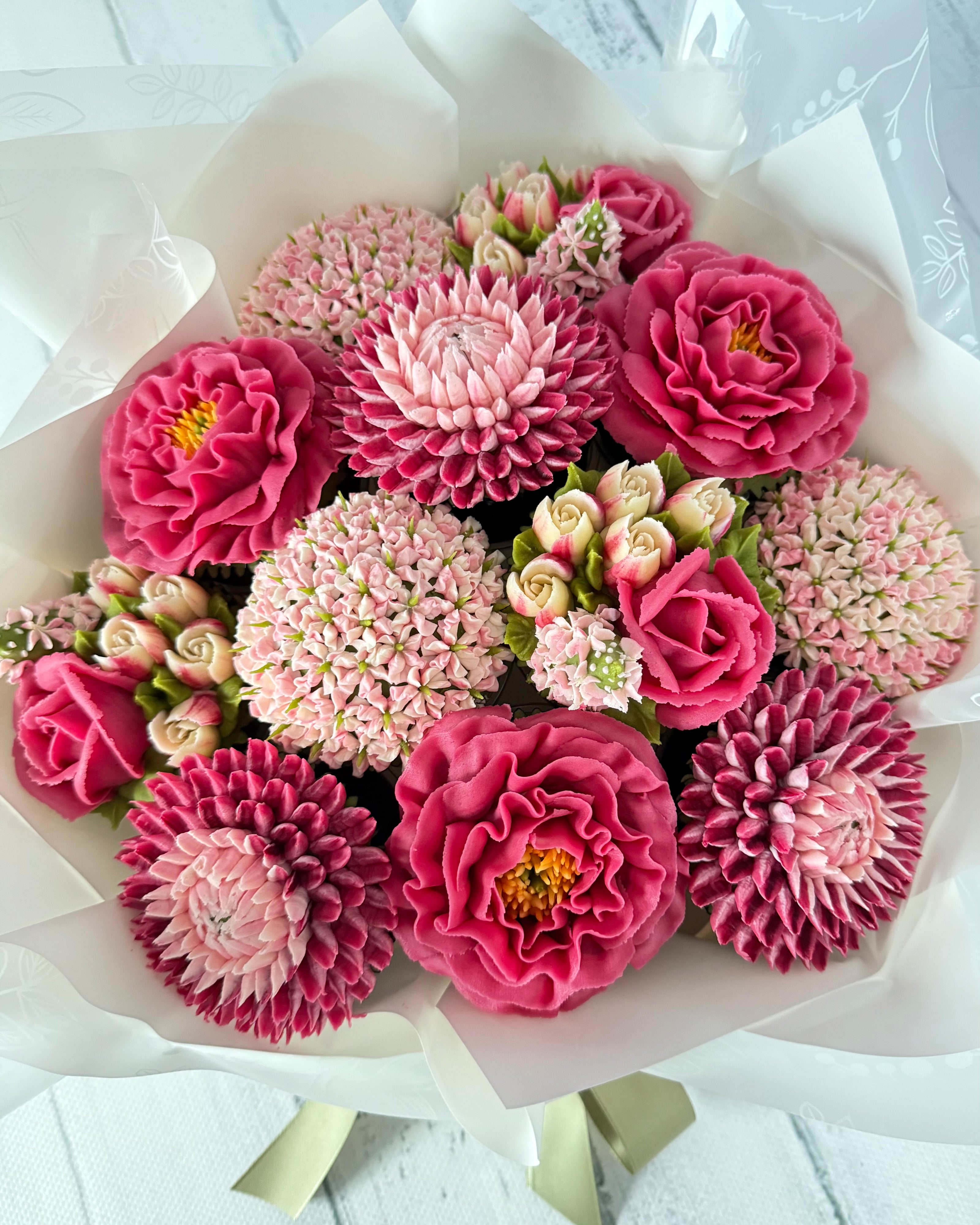 Bouquet of floral buttercream cupcakes