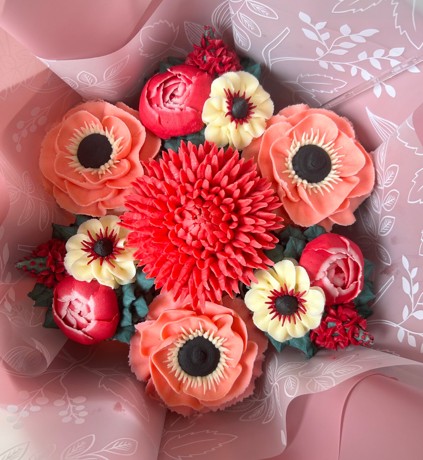 Bouquet of floral buttercream cupcakes