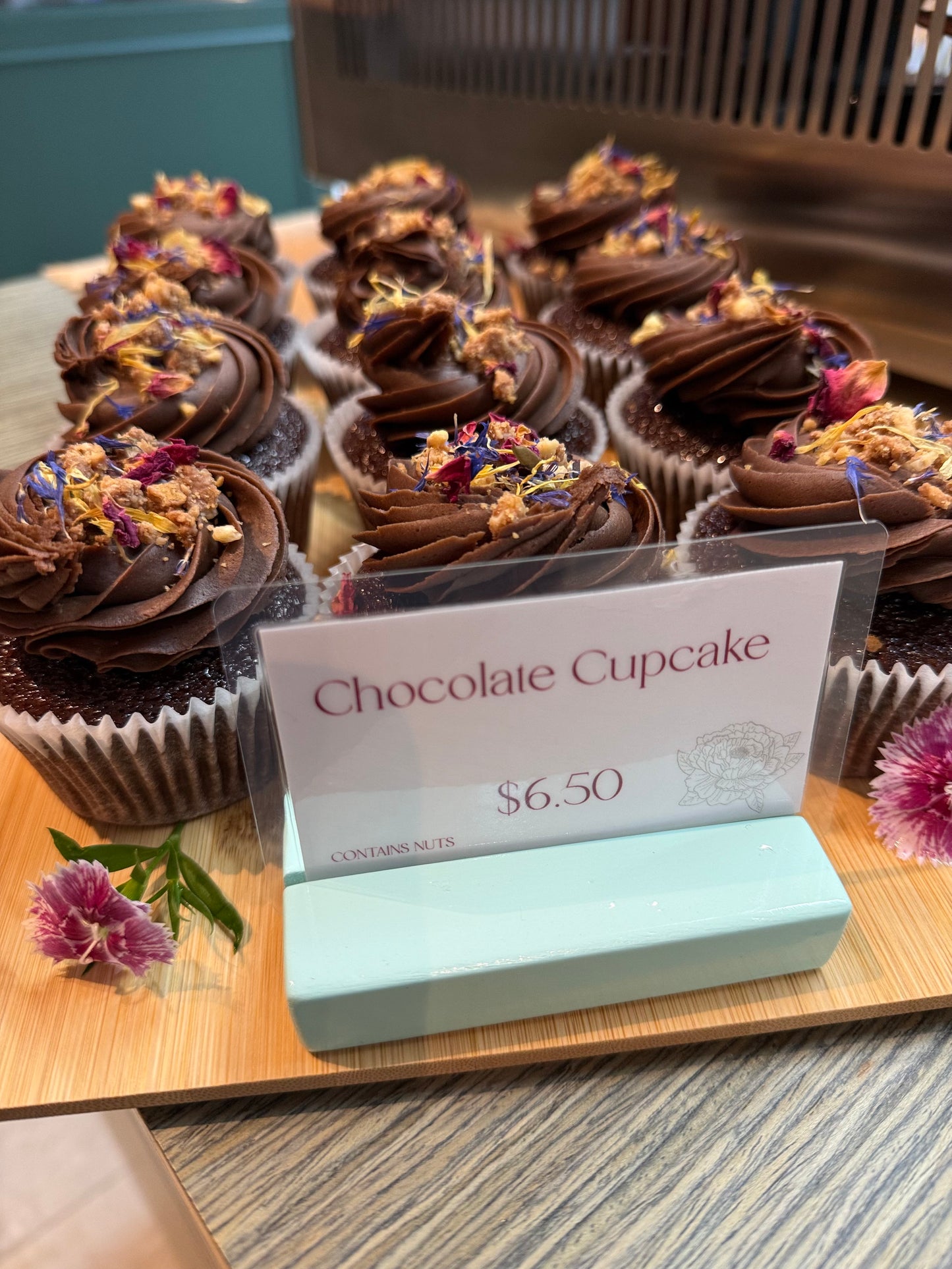Chocolate Cupcake with Chocolate Buttercream and Almond Crunch Topping