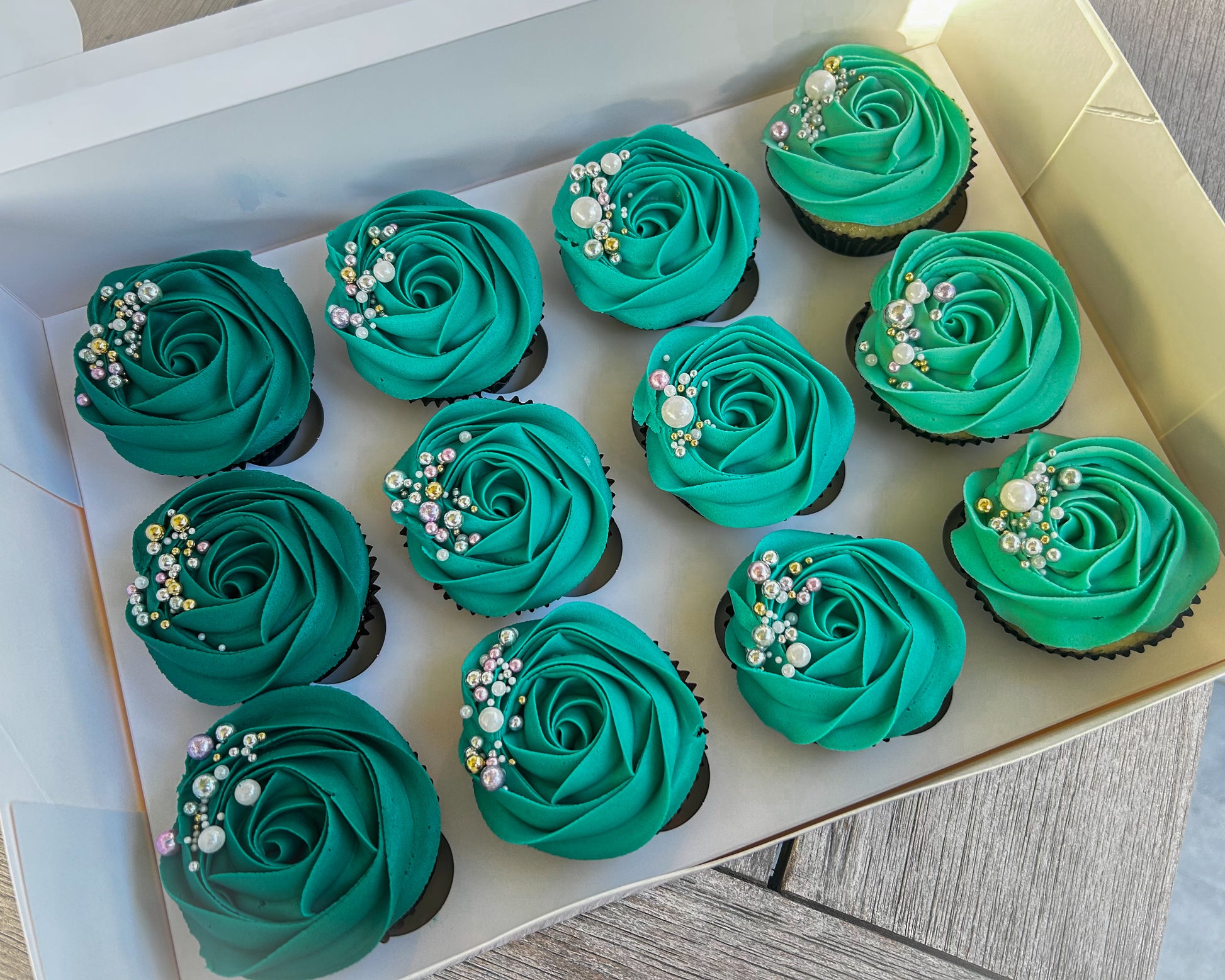 Teal Classic cupcakes with sprinkles