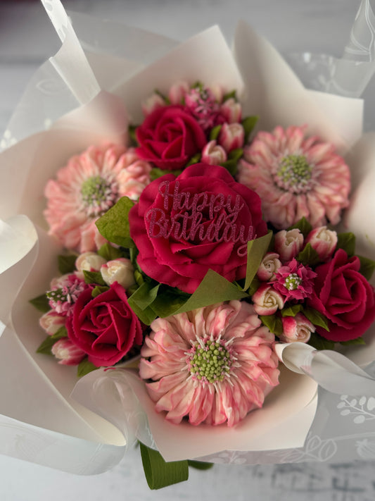 Scabiosa, rose and tulip bouquet | floral cupcake bouquet 