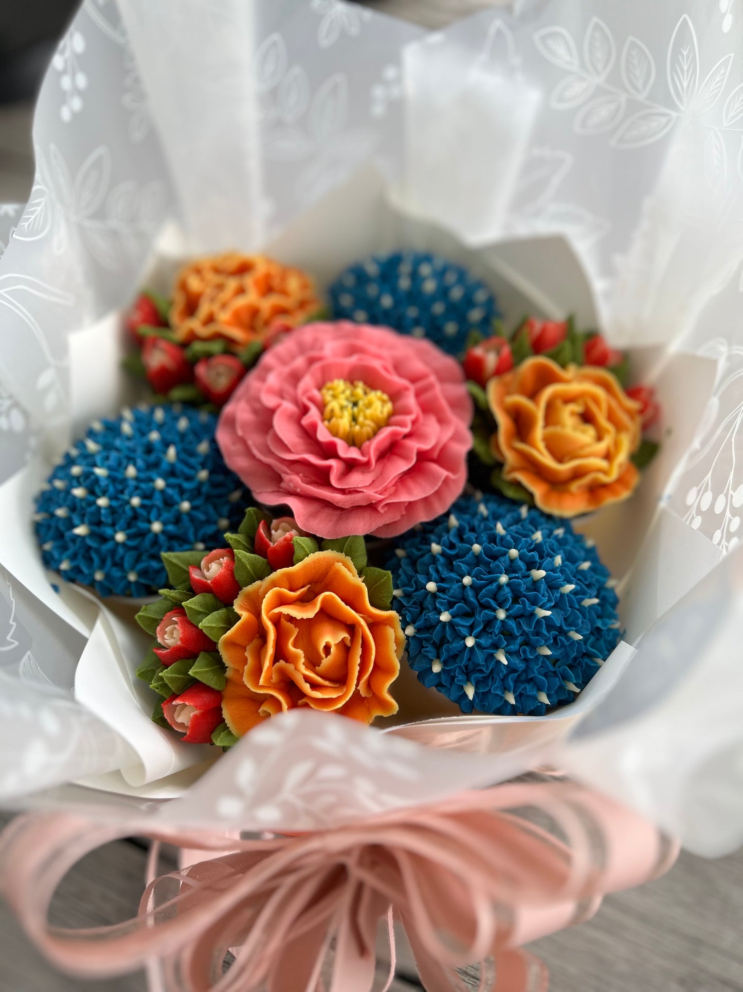 Bouquet of floral buttercream cupcakes