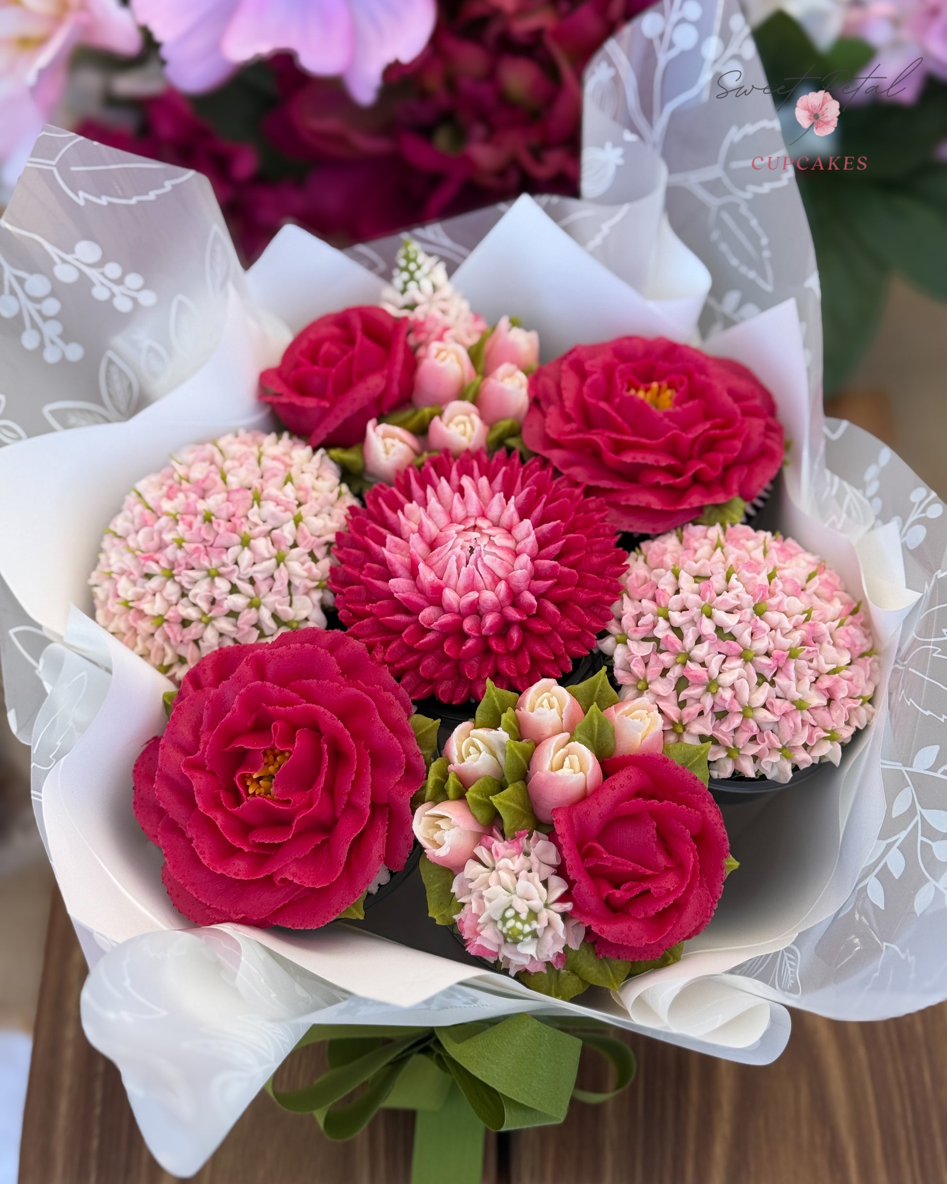Bouquet of floral buttercream cupcakes