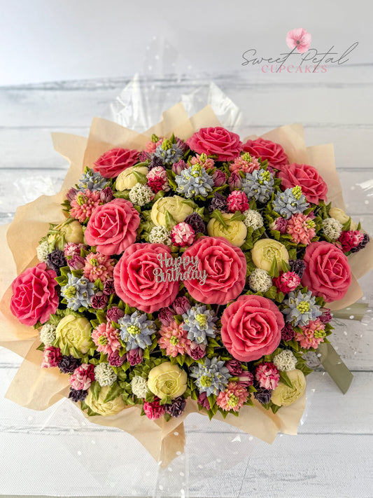 Bouquet of floral buttercream cupcakes
