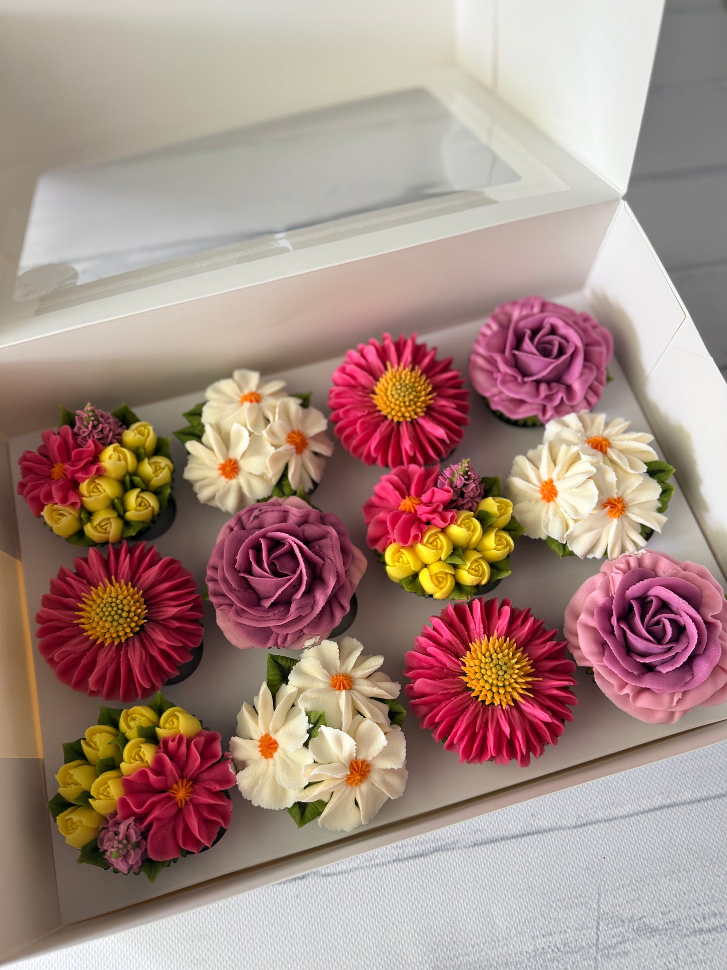 Boxed Floral Cupcakes