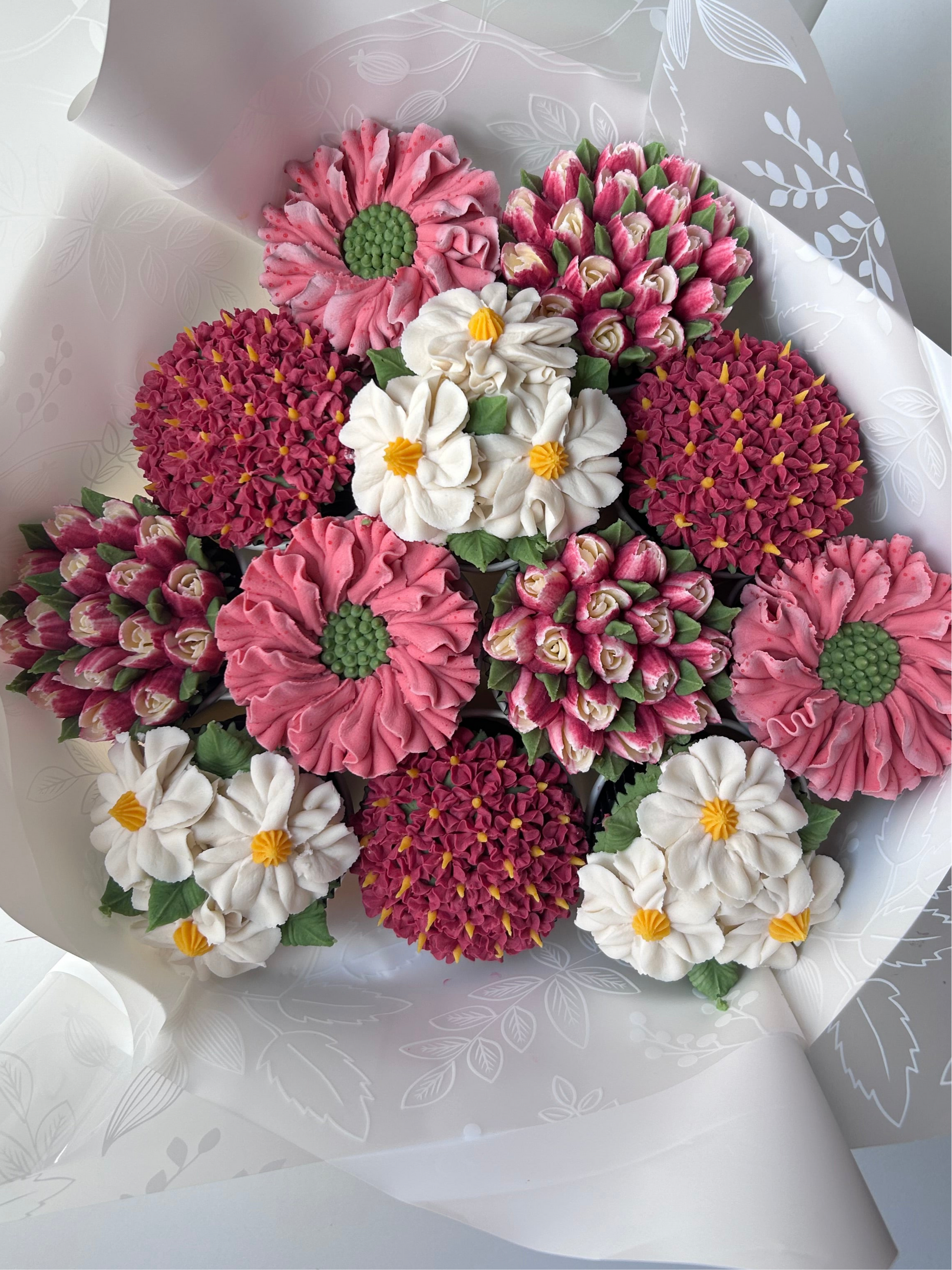 Bouquet of floral buttercream cupcakes