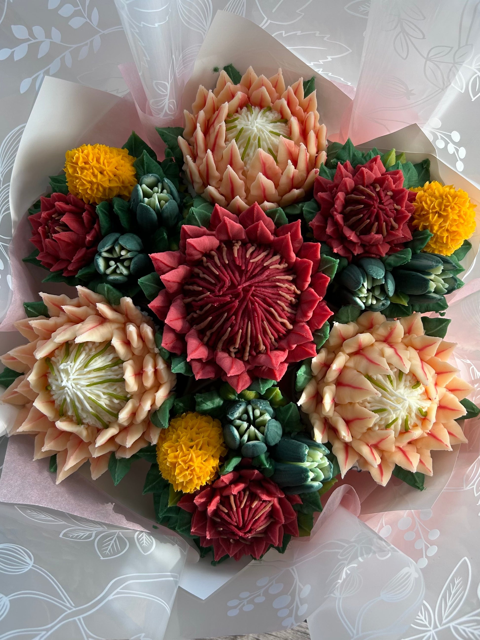 Bouquet of floral buttercream cupcakes