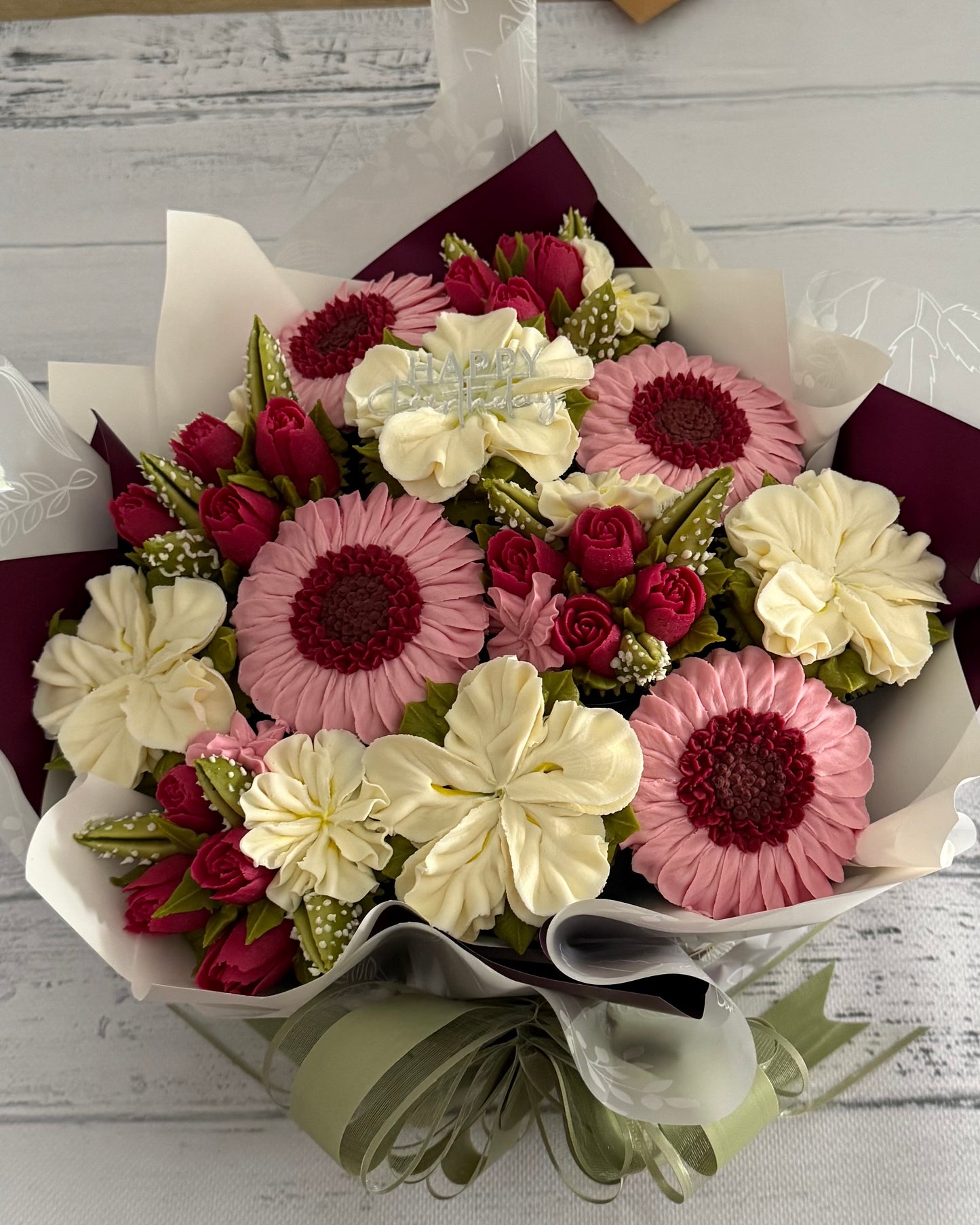 Bouquet of floral buttercream cupcakes